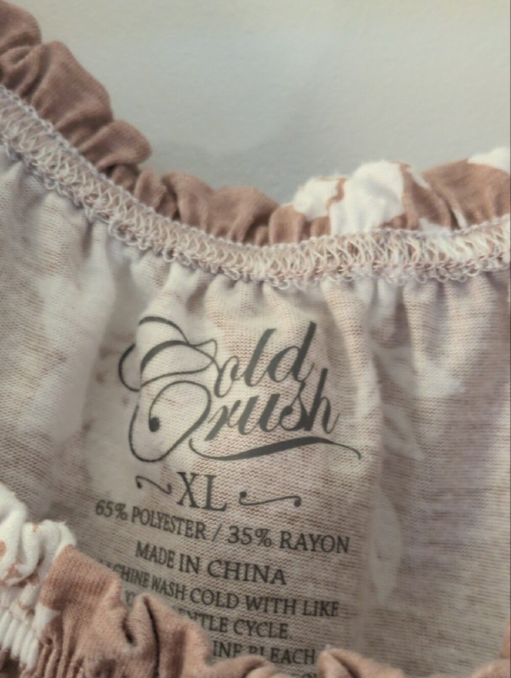 Cold Crush Taupe Floral Off-Shoulder Blouse with White Print - Picture 3 of 5
